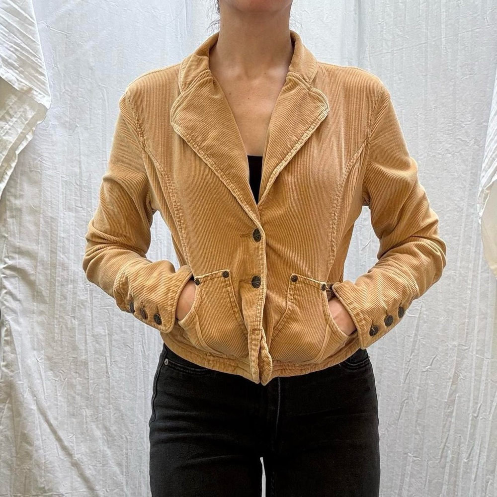 Camel Tan‎ Corduroy Blazer by Younique Size Small Vintage 1990s Y2K - Picture 2 of 8